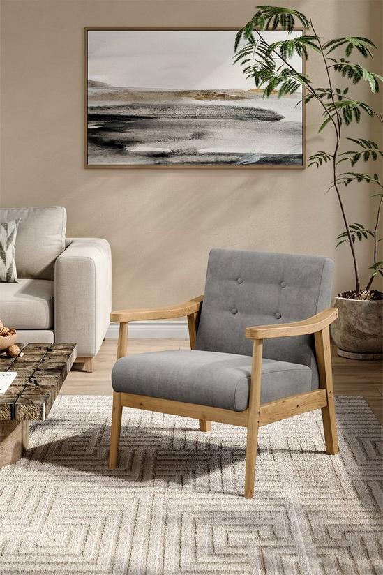 Living and Home Grey Wood Frame Upholstered Armchair with Round Leg 2