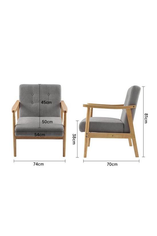 Living and Home Grey Wood Frame Upholstered Armchair with Round Leg 3