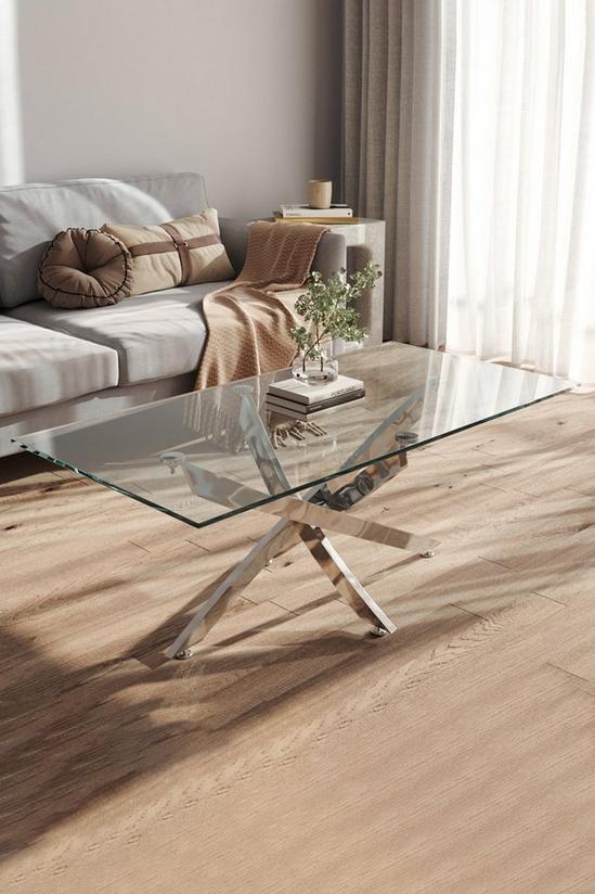 Living and Home Rectangle Clear Glass Top Coffee End Table 1