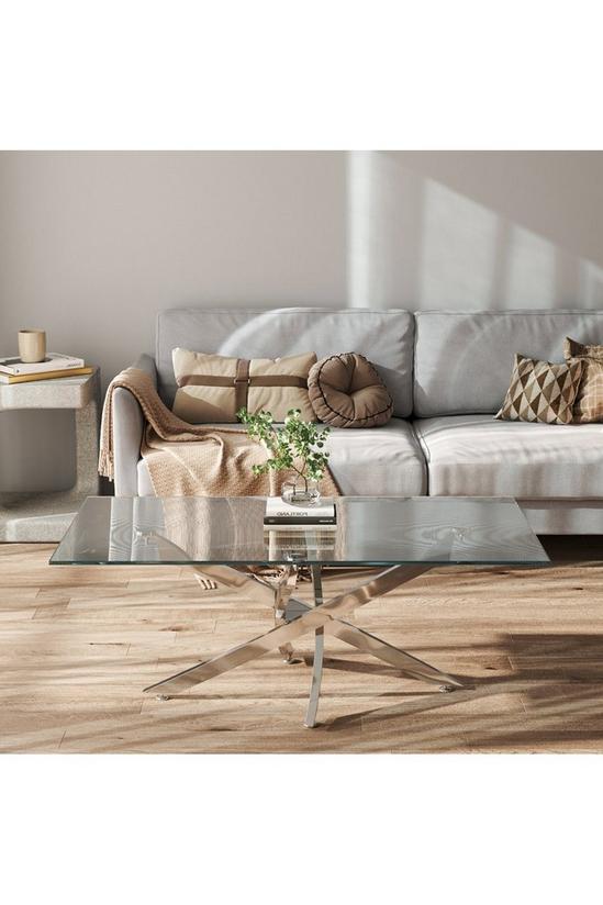 Living and Home Rectangle Clear Glass Top Coffee End Table 2