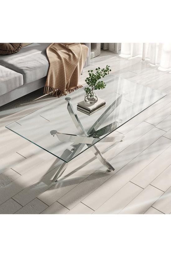 Living and Home Rectangle Clear Glass Top Coffee End Table 3
