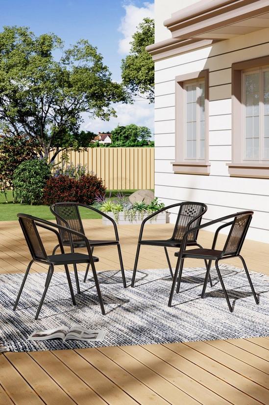 Living and Home Rattan Stacking Garden Chairs Set of 4 2