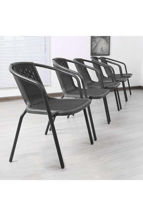 Living and Home Rattan Stacking Garden Chairs Set of 4 3