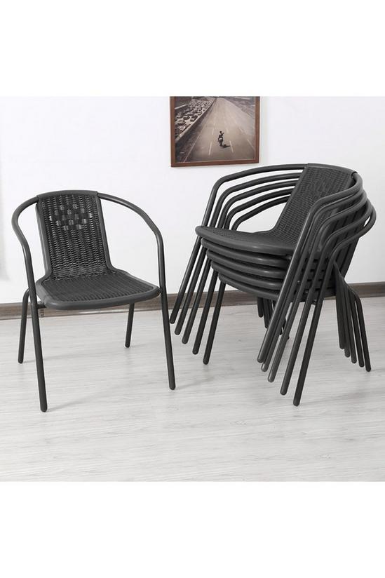 Living and Home Rattan Stacking Garden Chairs Set of 4 4
