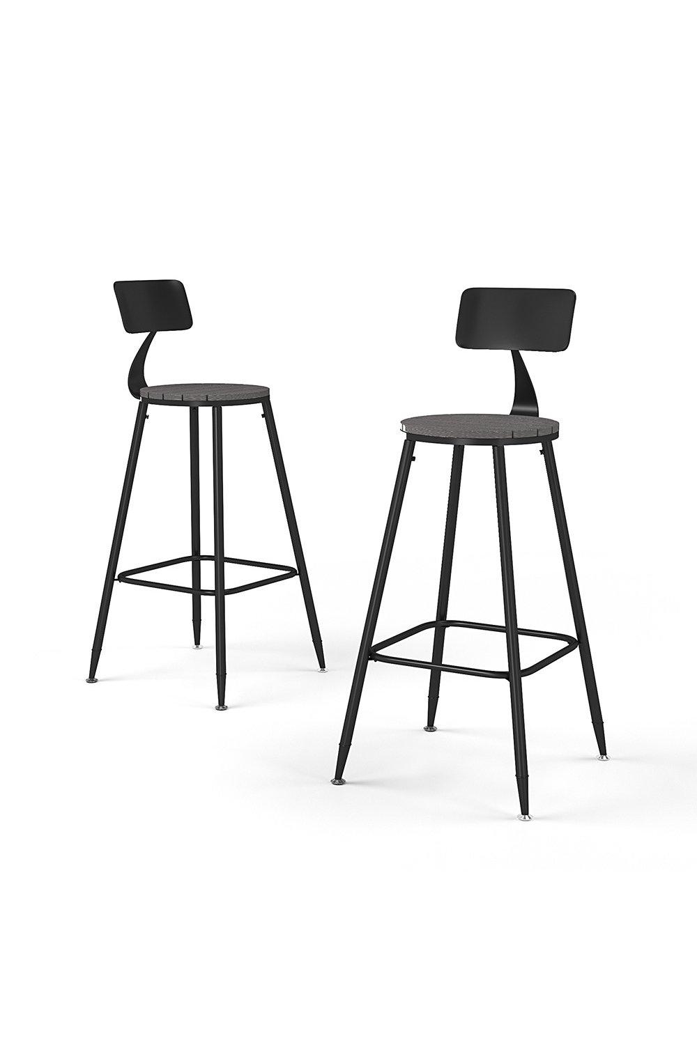 Round Counter Height Bar Stool with Backrest Set of 2
