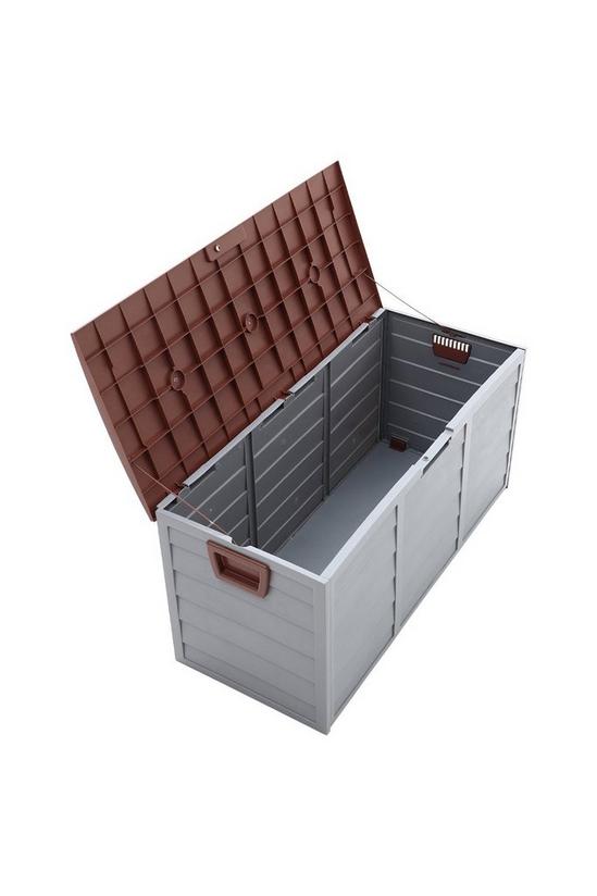Plastic Extra Large Waterproof Garden Storage Box With Wheel Brown