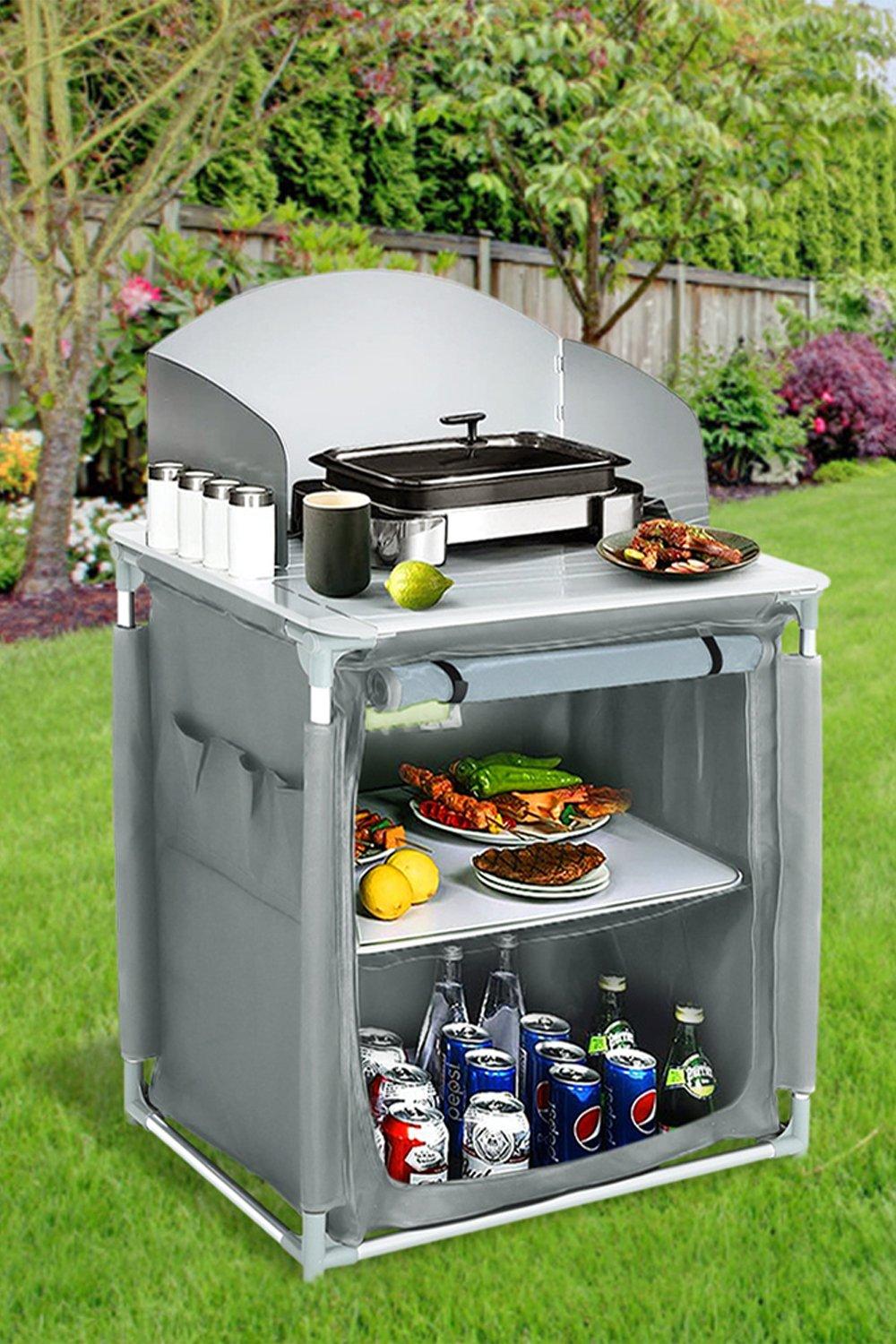 Camping Kitchen Stand Unit Storage Portable Outdoor BBQ Picnic Table