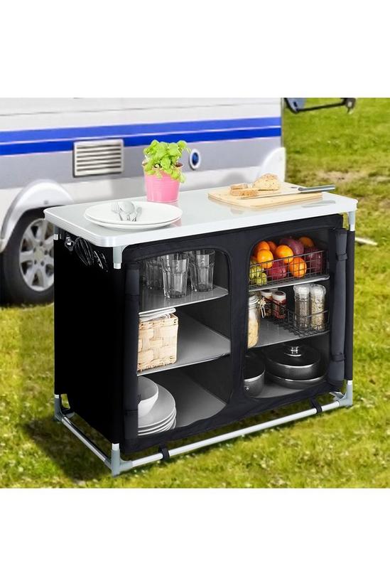 Living and Home Portable Camping Outdoor Kitchen Storage Cabinet 1