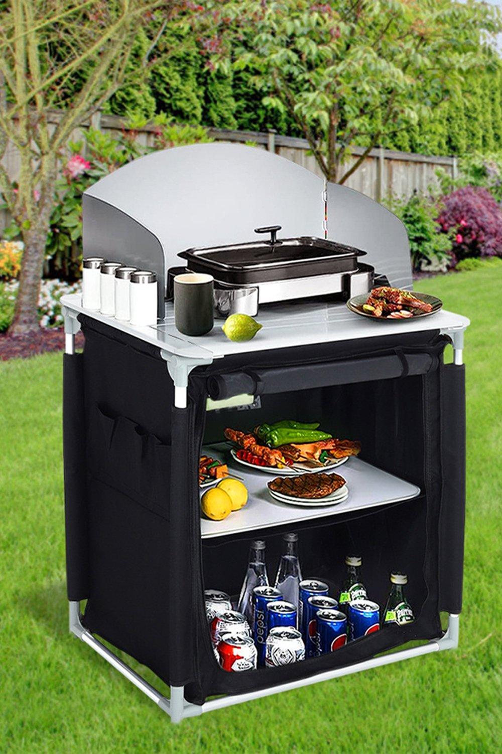 Outdoor Portable Camping BBQ Picnic Kitchen Stand Unit Storage