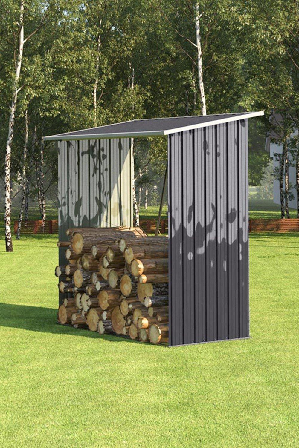 Garden Outdoor Metal Firewood Log Storage Shed