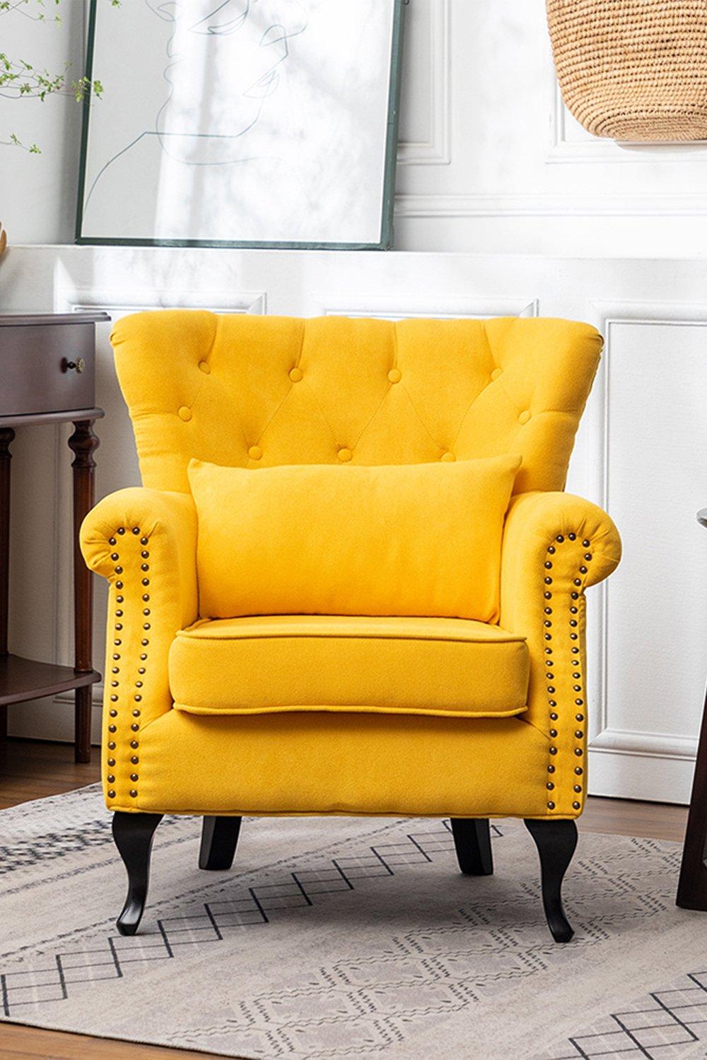 Button-Tufted Accent Wingback Chair with Cushion