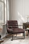 Living and Home Mid-Century PU Leather Striped Leisure Armchair with Metal Base thumbnail 1