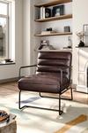 Living and Home Mid-Century PU Leather Striped Leisure Armchair with Metal Base thumbnail 2