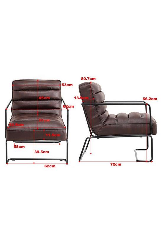 Living and Home Mid-Century PU Leather Striped Leisure Armchair with Metal Base 3