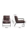 Living and Home Mid-Century PU Leather Striped Leisure Armchair with Metal Base thumbnail 3