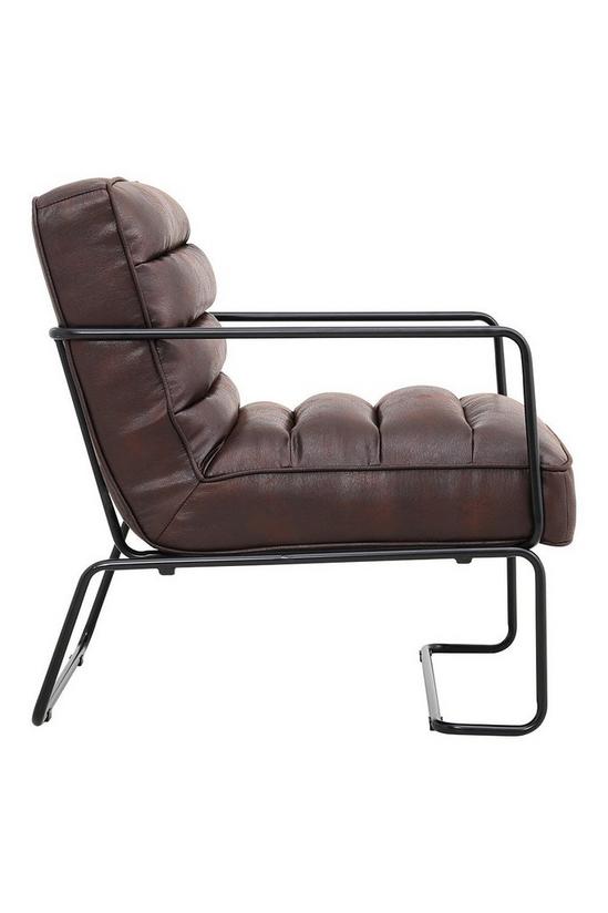 Living and Home Mid-Century PU Leather Striped Leisure Armchair with Metal Base 4