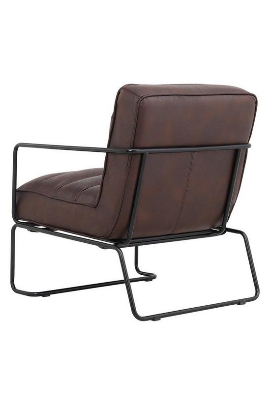 Living and Home Mid-Century PU Leather Striped Leisure Armchair with Metal Base 5
