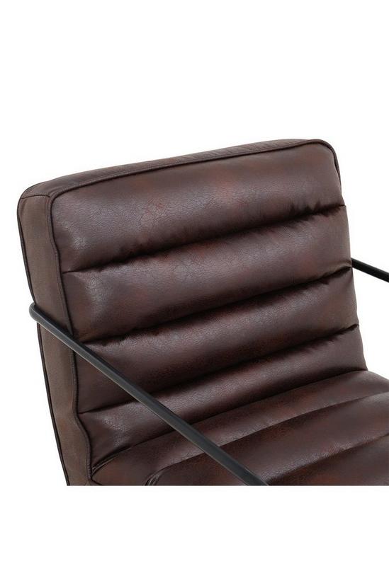 Living and Home Mid-Century PU Leather Striped Leisure Armchair with Metal Base 6