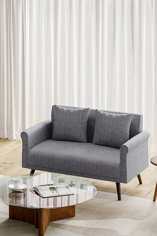 Living and Home 2 Seater Upholstered Sofa Fabric Armchair Loveseat 2