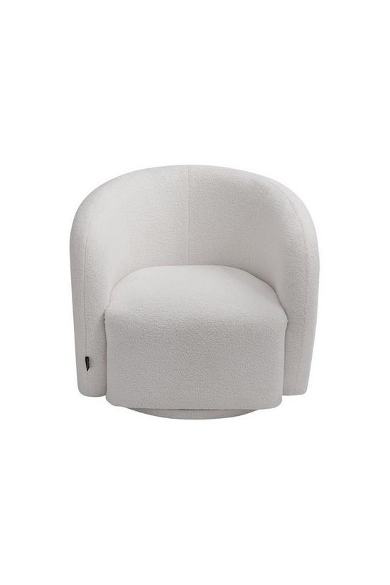 Living and Home Netural Bouclé Tub Accent Chair with Swivel Base 4
