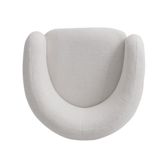 Living and Home Netural Bouclé Tub Accent Chair with Swivel Base 5