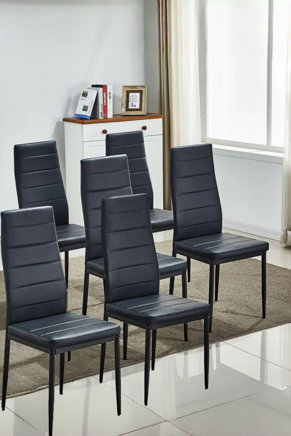 Set of 6 Armless High Back Dining Chairs