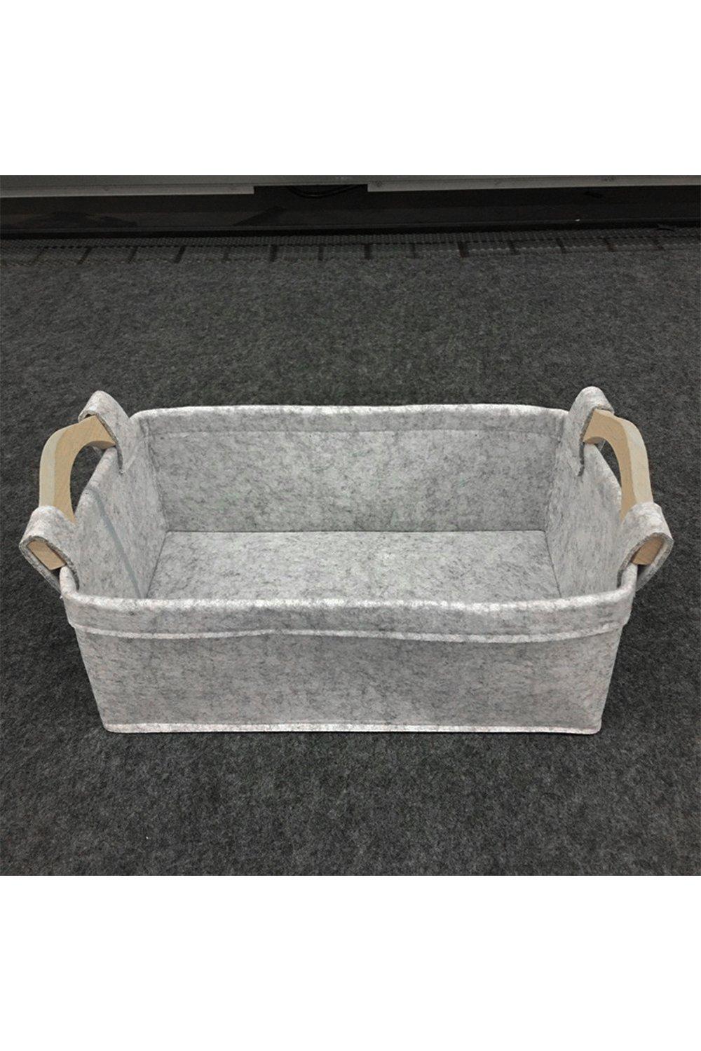 Foldable Storage Box Bathroom Laundry Basket With Wooden Handles