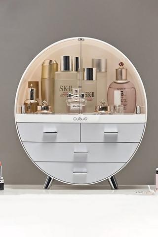 Product 40CM High Round Transparent Cosmetic Display Box With 4 Drawers Storage Box Grey
