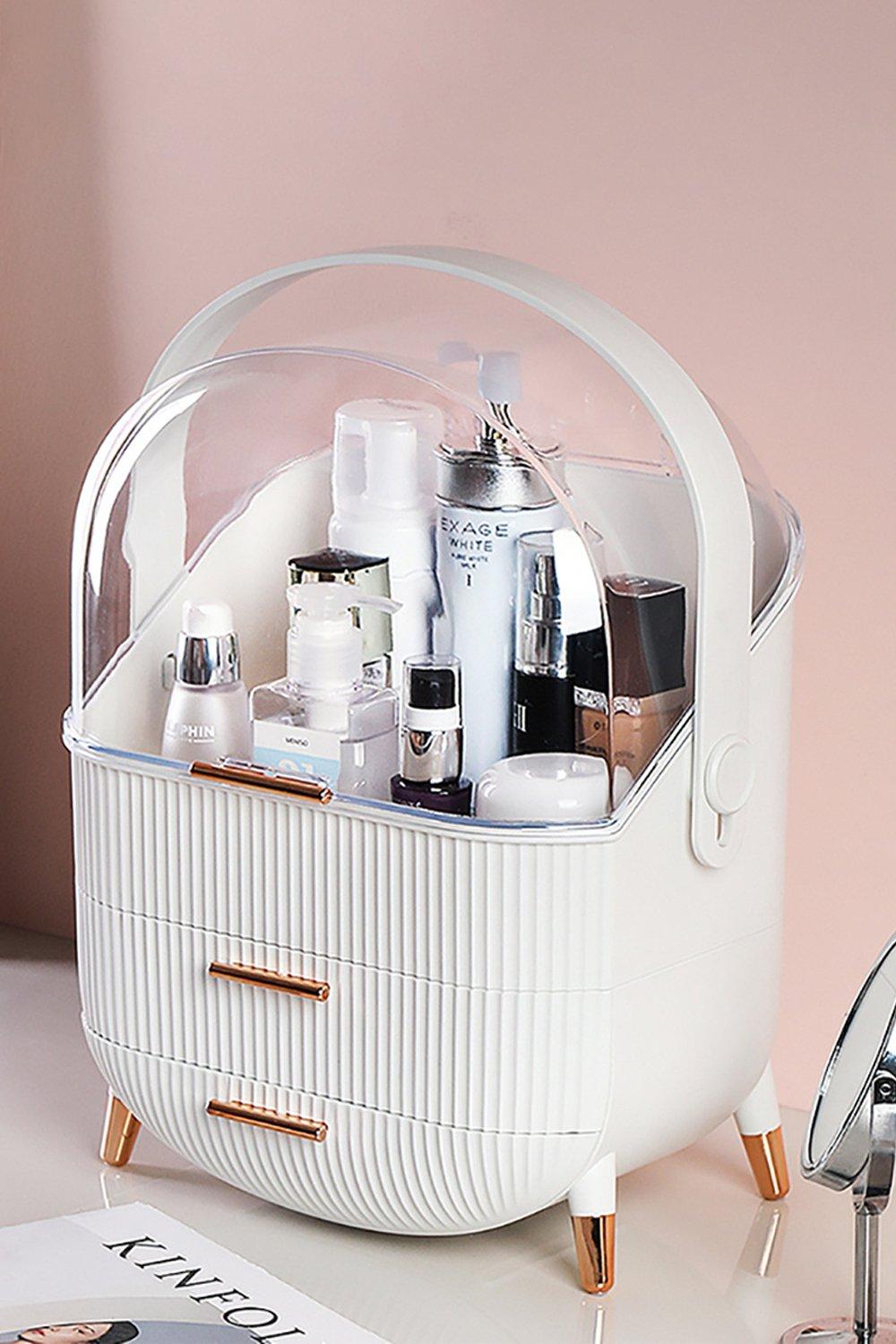 Cosmetic Organizer Skincare Display Box With 2 Layers Of Storage Boxes And Transparent Lid
