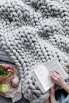 Living and Home Chunky Knit Blanket Cotton Throw Bulky Soft Braided Hand Knotted Throw for Home Decor 120x150cm Chunky Knit Throw Blanket Handwoven Home Decor thumbnail 6
