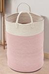 Living and Home 63L Woven Cotton Rope Laundry Hamper Basket Toys Storage with Handlers Pink 50cm H thumbnail 1