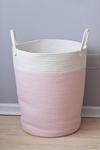 Living and Home 63L Woven Cotton Rope Laundry Hamper Basket Toys Storage with Handlers Pink 50cm H thumbnail 2