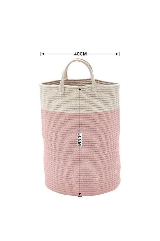 Living and Home 63L Woven Cotton Rope Laundry Hamper Basket Toys Storage with Handlers Pink 50cm H 3