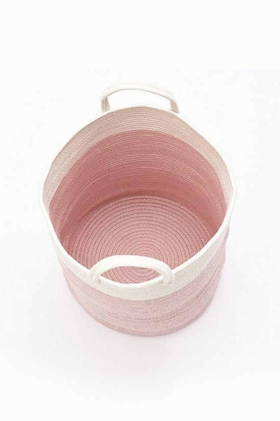 Living and Home 63L Woven Cotton Rope Laundry Hamper Basket Toys Storage with Handlers Pink 50cm H 4