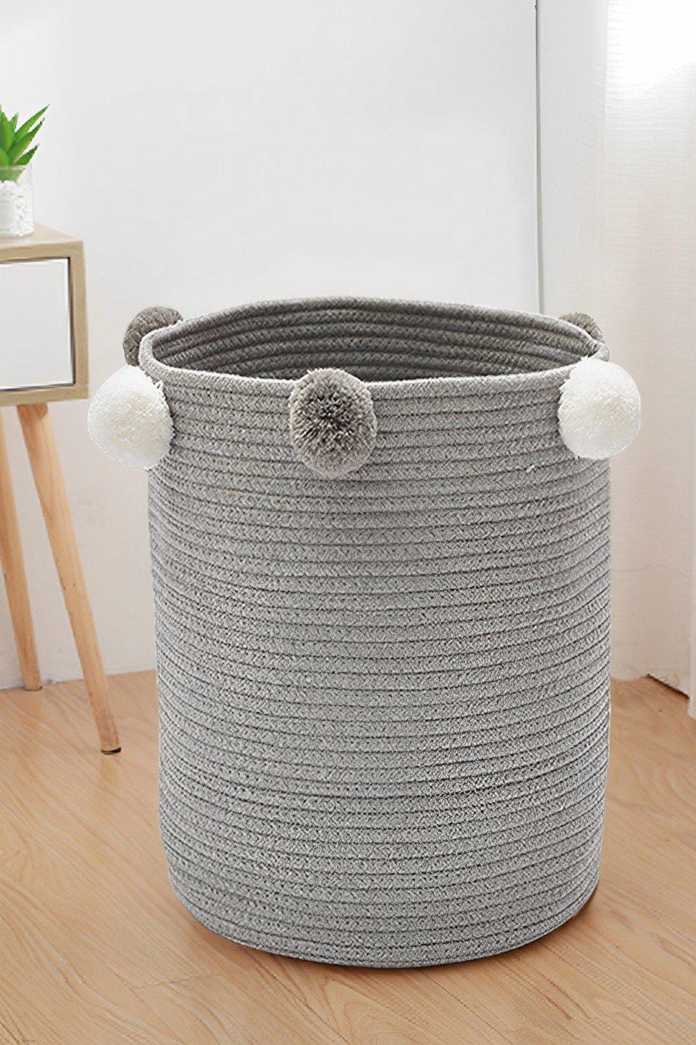 Cotton Rope Hamper Basket Woven Laundry Toy Basket Storage Organizer