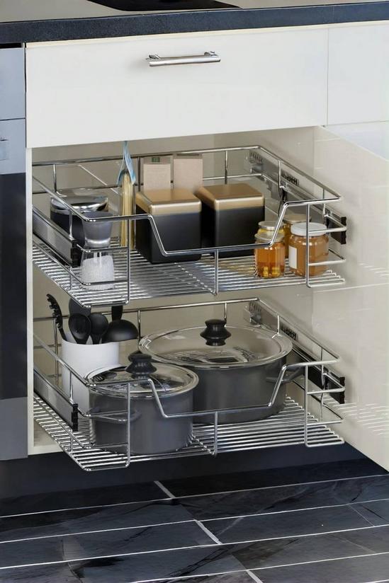 Living and Home 2pcs Kitchen Cabinet Pull Out Shelf Drawer Organizer Slide Out Pantry Storage Basket 1