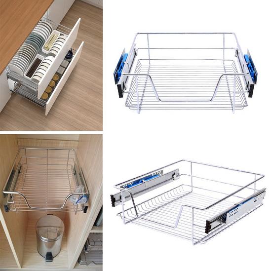 Living and Home 2pcs Kitchen Cabinet Pull Out Shelf Drawer Organizer Slide Out Pantry Storage Basket 5