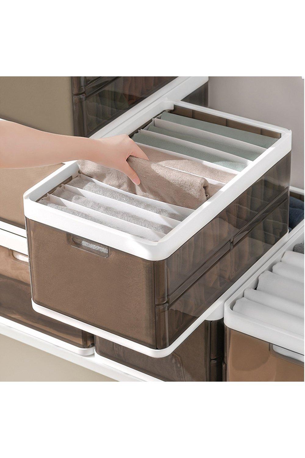 Stackable Storage Bins with Lid Wardrobe Drawer Clothes Organizer Box with 9 Grids