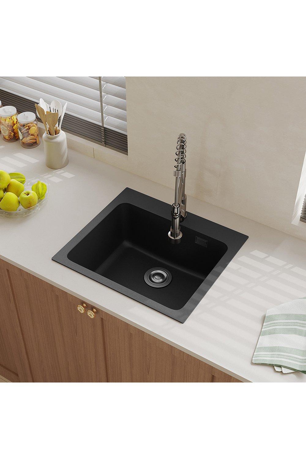 55x49Cm Single Bowl Quartz Undermount Kitchen Sink