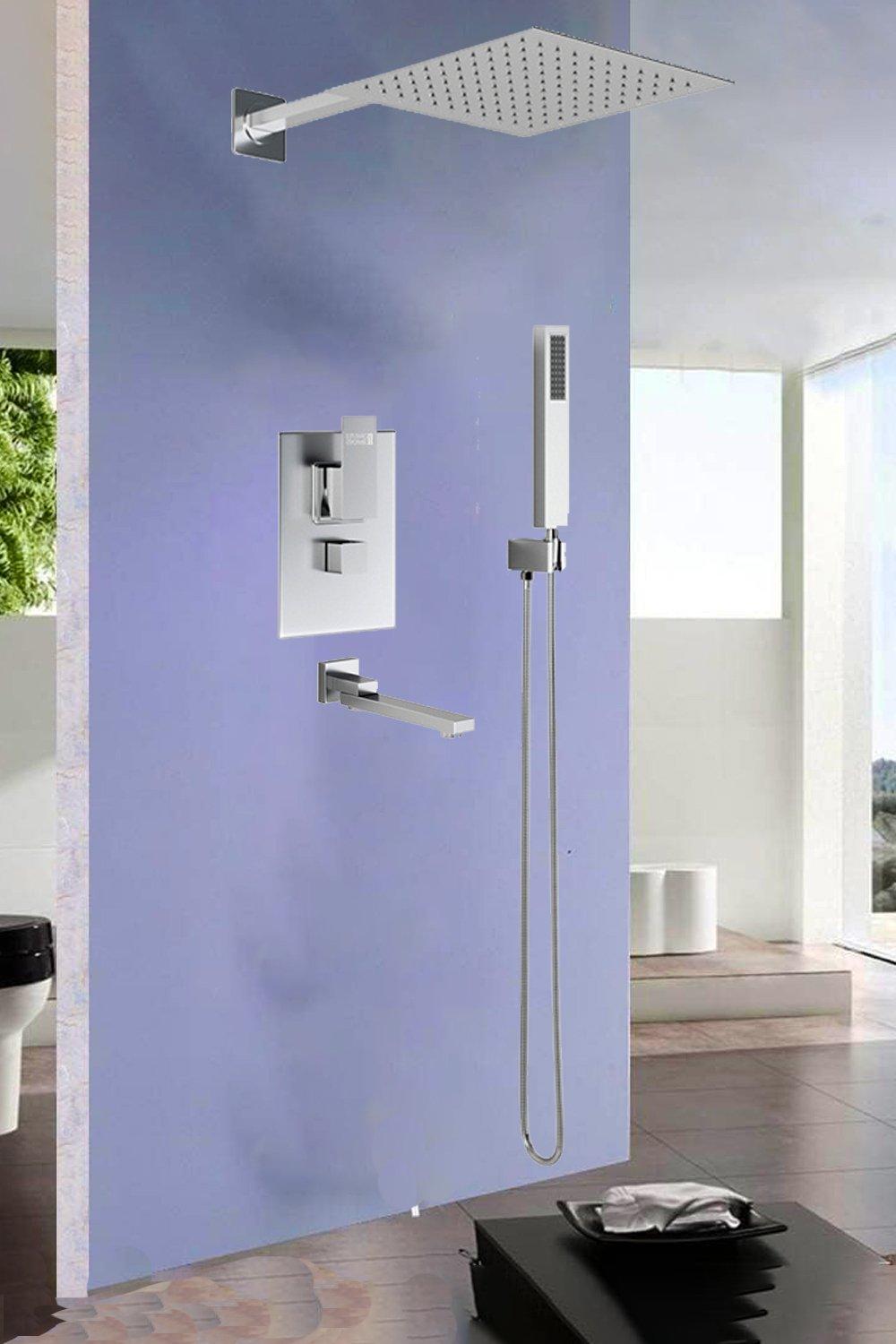 Chrome Square 3 Way Concealed Shower Mixer Set