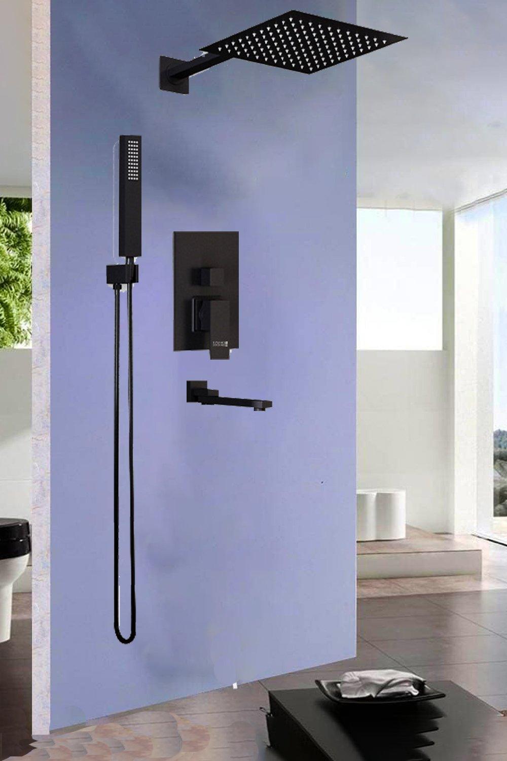 Square 3 Way Concealed Thermostatic Shower Mixer Set Rainfall Shower System High Pressure Hand Held 