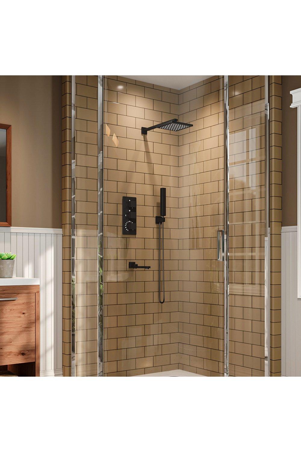 3 Way Square Concealed Thermostatic Shower Mixer Set