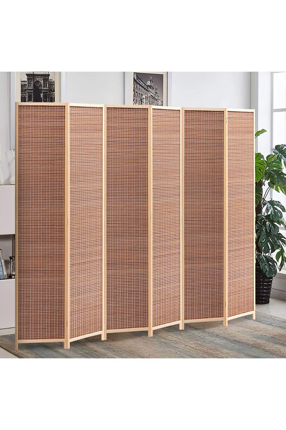6-Panel Bamboo Woven Folding Room Divider