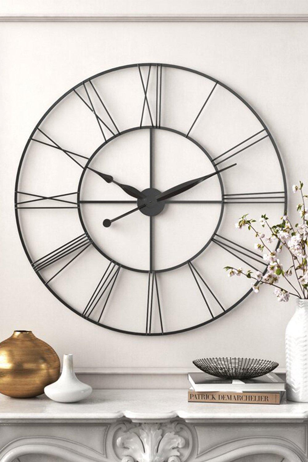 D80cm Large Vintage Cut-Out Metal Wall Clock