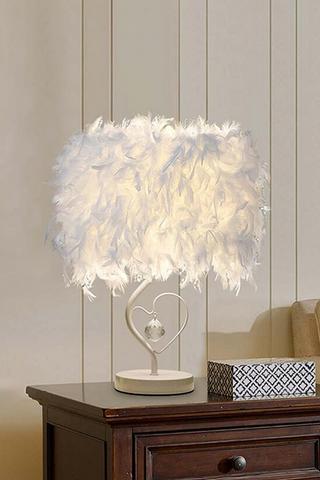 Product Modern Feather Bedside Table Lamp White