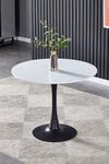 Living and Home Modern White Round Wooden Table with Black Metallic Base thumbnail 1