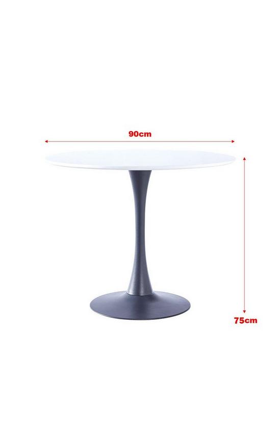 Living and Home Modern White Round Wooden Table with Black Metallic Base 2