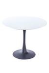 Living and Home Modern White Round Wooden Table with Black Metallic Base thumbnail 5