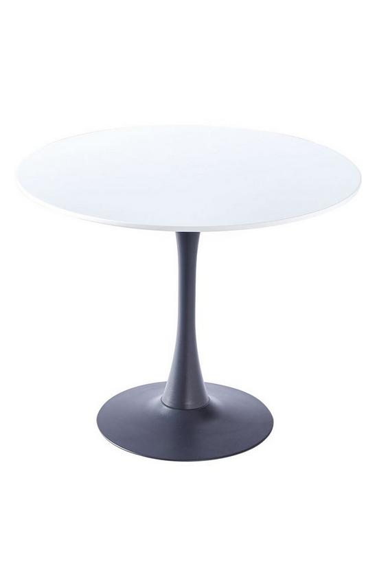 Living and Home Modern White Round Wooden Table with Black Metallic Base 5
