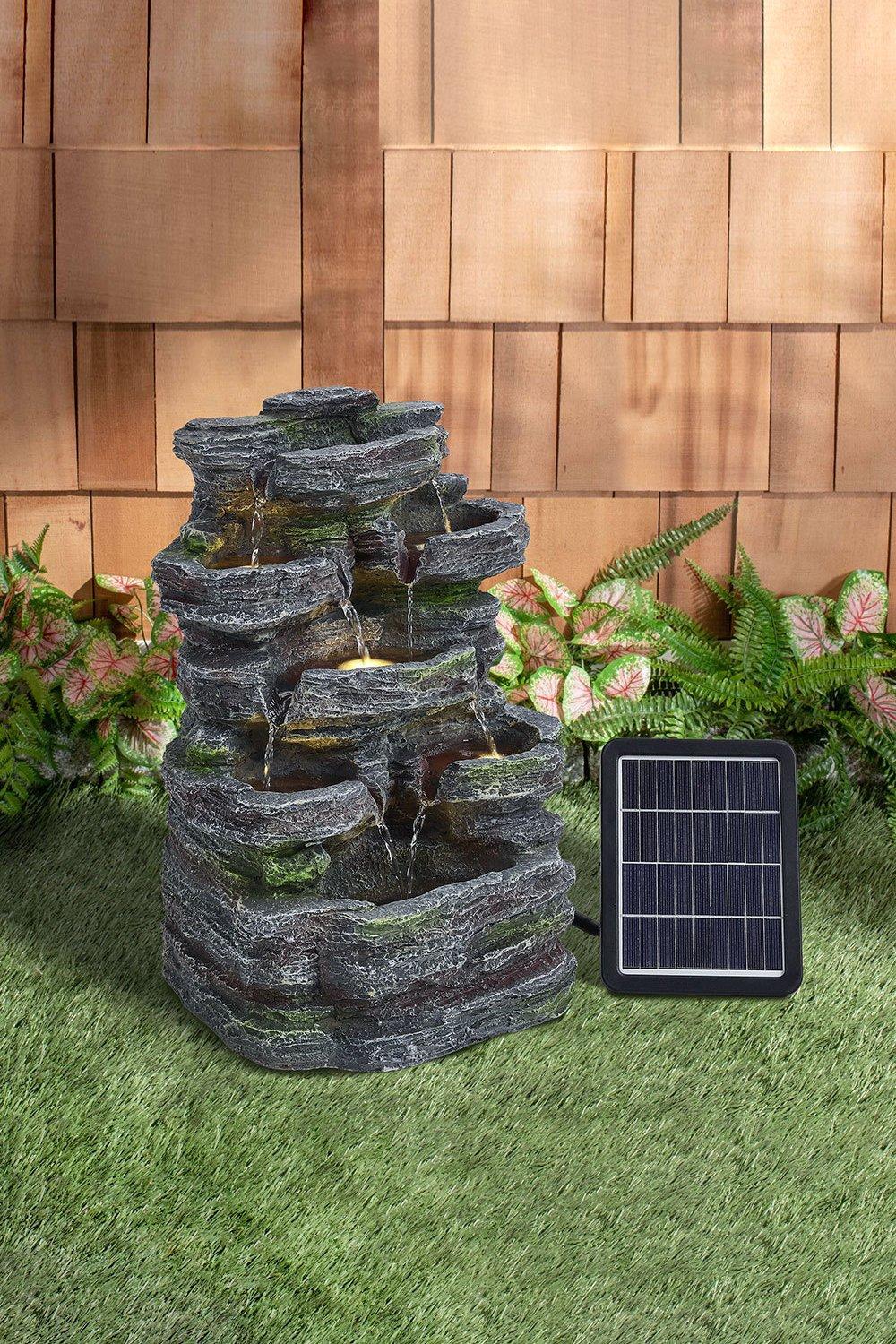 Faux Rock Garden Water Fountain with Lights